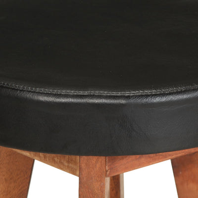 Bar Stools 2 pcs Real Leather and Solid Wood Acacia Payday Deals