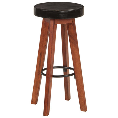 Bar Stools 2 pcs Real Leather and Solid Wood Acacia Payday Deals