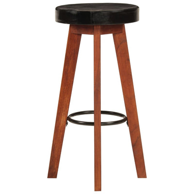Bar Stools 2 pcs Real Leather and Solid Wood Acacia Payday Deals