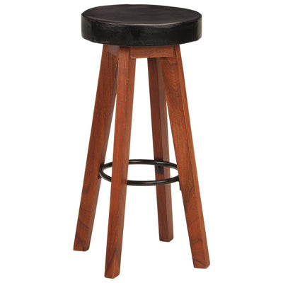 Bar Stools 2 pcs Real Leather and Solid Wood Acacia Payday Deals