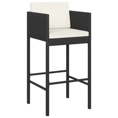 Bar Stools 2 pcs with Cushions Black Poly Rattan Payday Deals