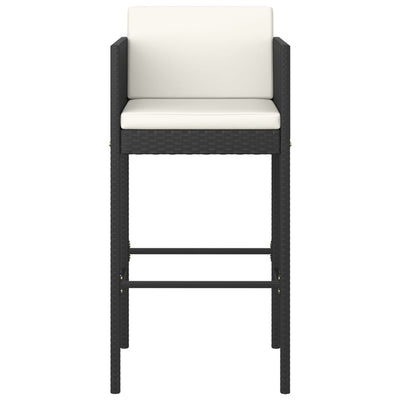 Bar Stools 2 pcs with Cushions Black Poly Rattan Payday Deals