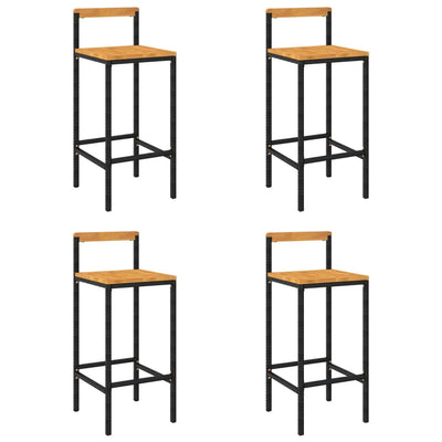 Bar Stools 4 pcs Black Poly Rattan and Solid Wood Acacia Payday Deals
