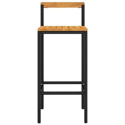 Bar Stools 4 pcs Black Poly Rattan and Solid Wood Acacia Payday Deals