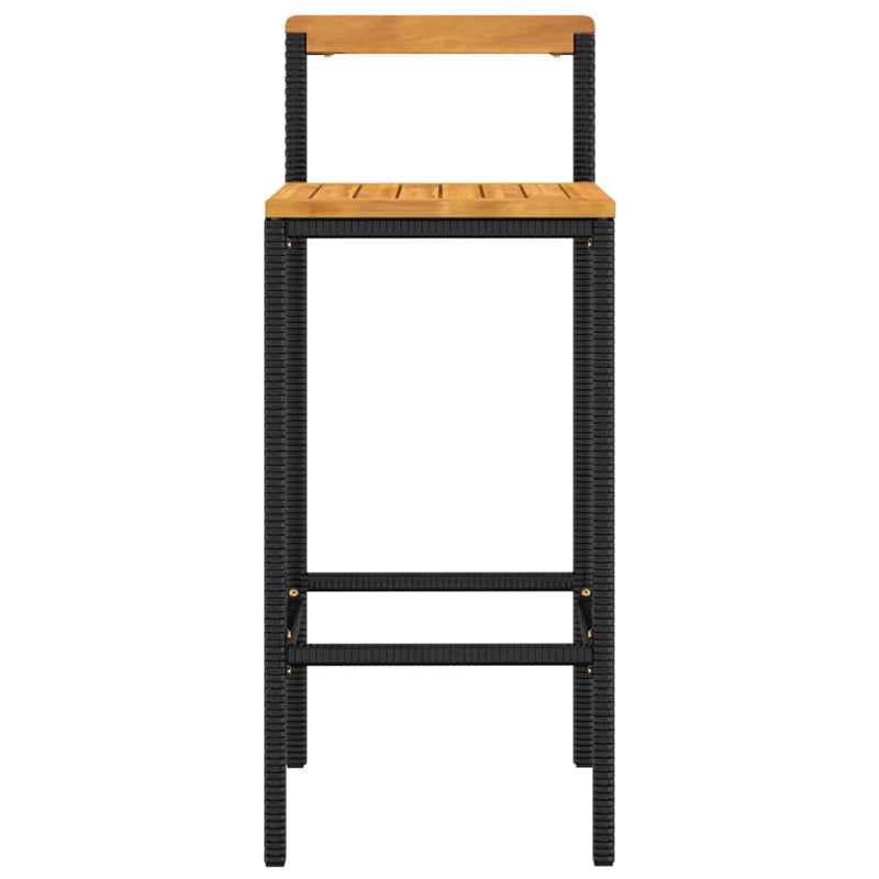 Bar Stools 4 pcs Black Poly Rattan and Solid Wood Acacia Payday Deals