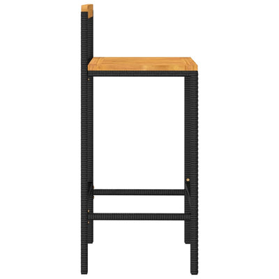 Bar Stools 4 pcs Black Poly Rattan and Solid Wood Acacia Payday Deals