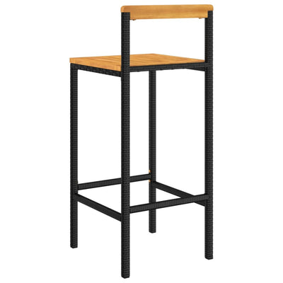Bar Stools 4 pcs Black Poly Rattan and Solid Wood Acacia Payday Deals