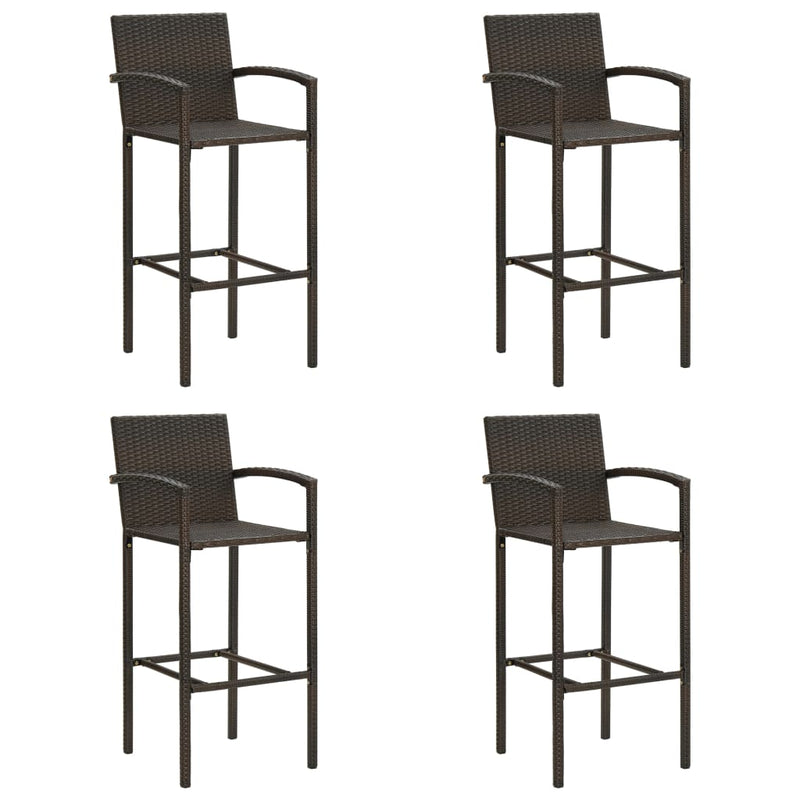 Bar Stools 4 pcs Brown Poly Rattan Payday Deals