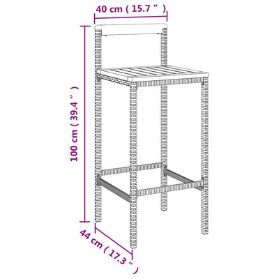 Bar Stools 4 pcs Grey Poly Rattan and Solid Wood Acacia Payday Deals