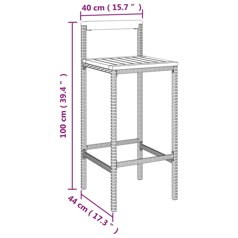 Bar Stools 4 pcs Grey Poly Rattan and Solid Wood Acacia Payday Deals