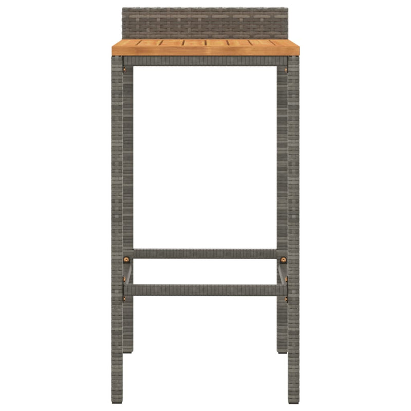 Bar Stools 4 pcs Grey Poly Rattan and Solid Wood Acacia Payday Deals