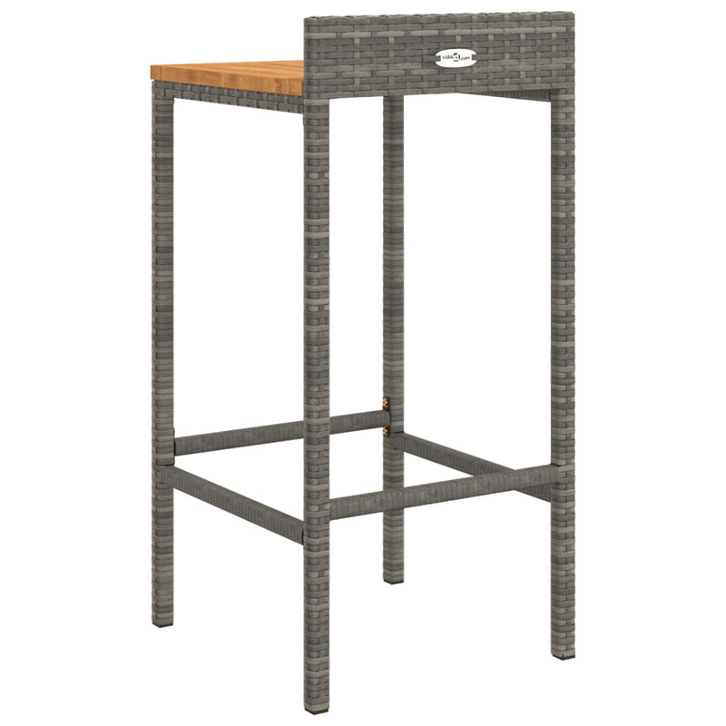 Bar Stools 4 pcs Grey Poly Rattan and Solid Wood Acacia Payday Deals