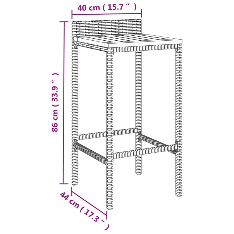 Bar Stools 4 pcs Grey Poly Rattan and Solid Wood Acacia Payday Deals