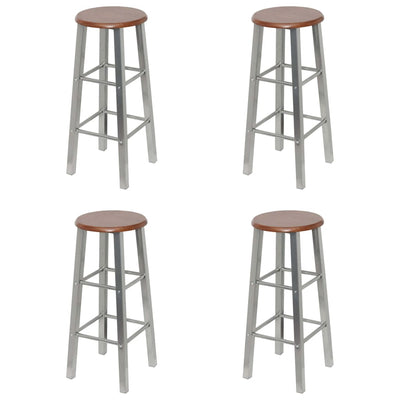 Bar Stools 4 pcs Silver and Brown MDF Payday Deals