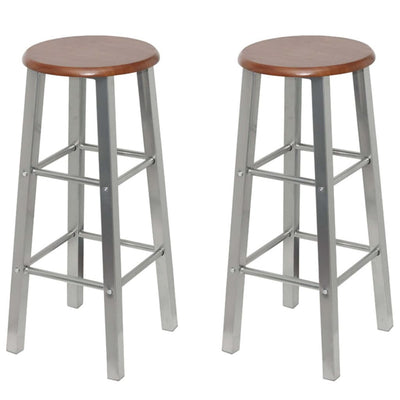 Bar Stools 4 pcs Silver and Brown MDF Payday Deals