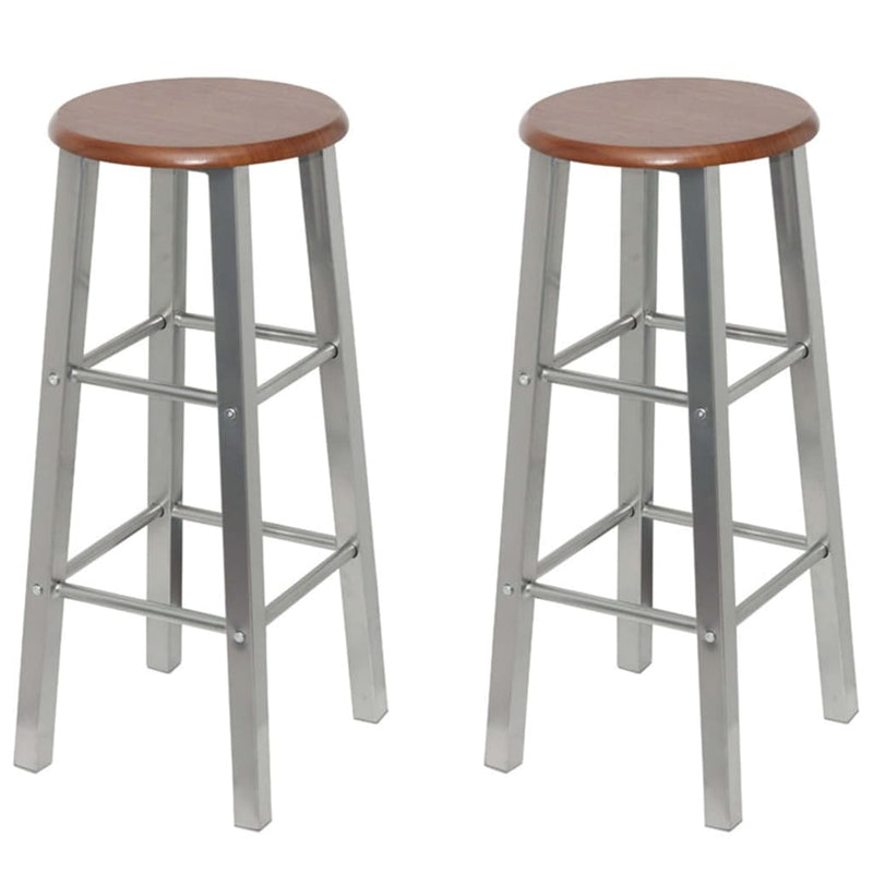Bar Stools 4 pcs Silver and Brown MDF Payday Deals