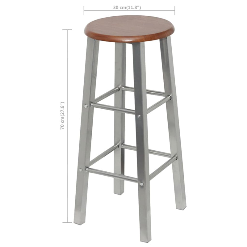 Bar Stools 4 pcs Silver and Brown MDF Payday Deals