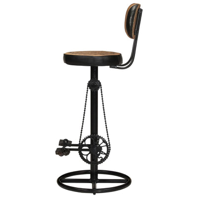 Bar Stools with Canvas Print 2 pcs Brown and Black Real Goat Leather Payday Deals