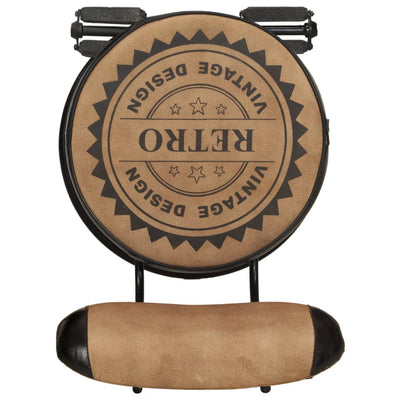 Bar Stools with Canvas Print 2 pcs Brown and Black Real Goat Leather Payday Deals