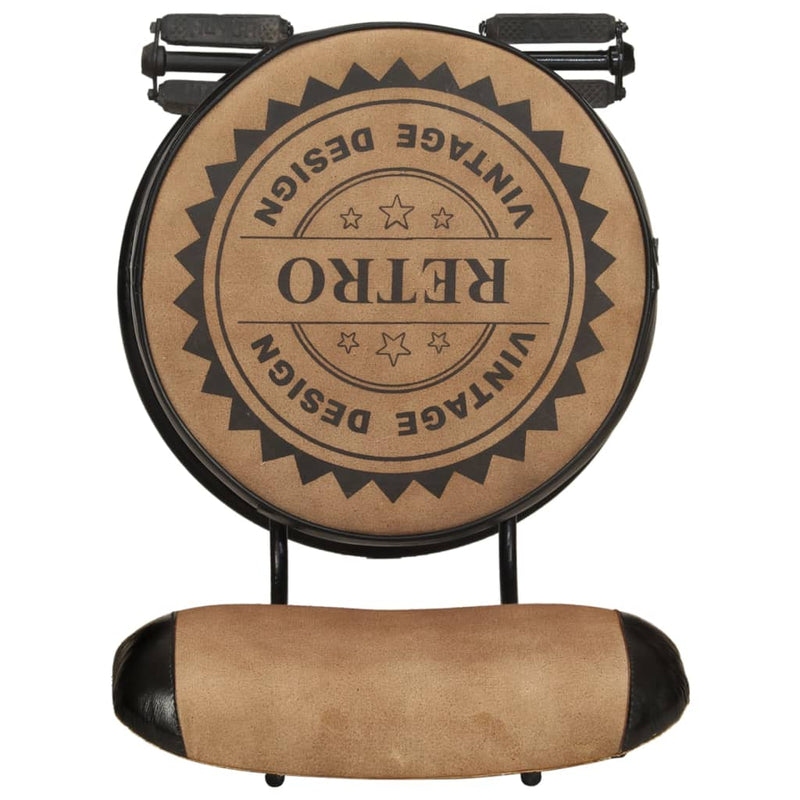 Bar Stools with Canvas Print 2 pcs Brown and Black Real Goat Leather Payday Deals