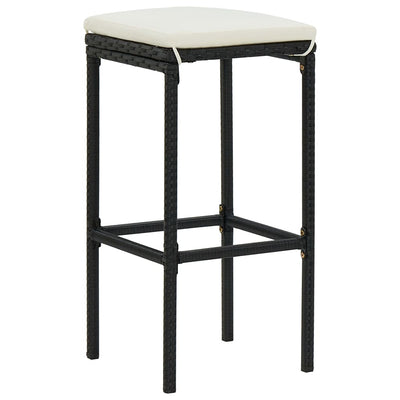 Bar Stools with Cushions 4 pcs Black Poly Rattan Payday Deals