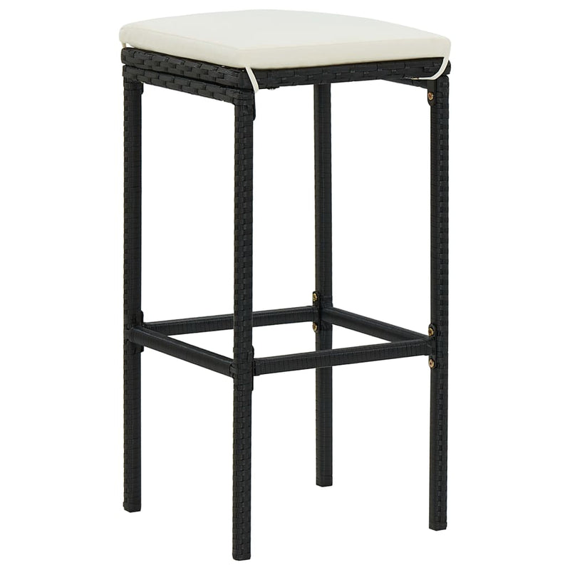 Bar Stools with Cushions 4 pcs Black Poly Rattan Payday Deals