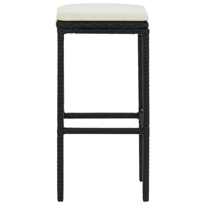 Bar Stools with Cushions 4 pcs Black Poly Rattan Payday Deals