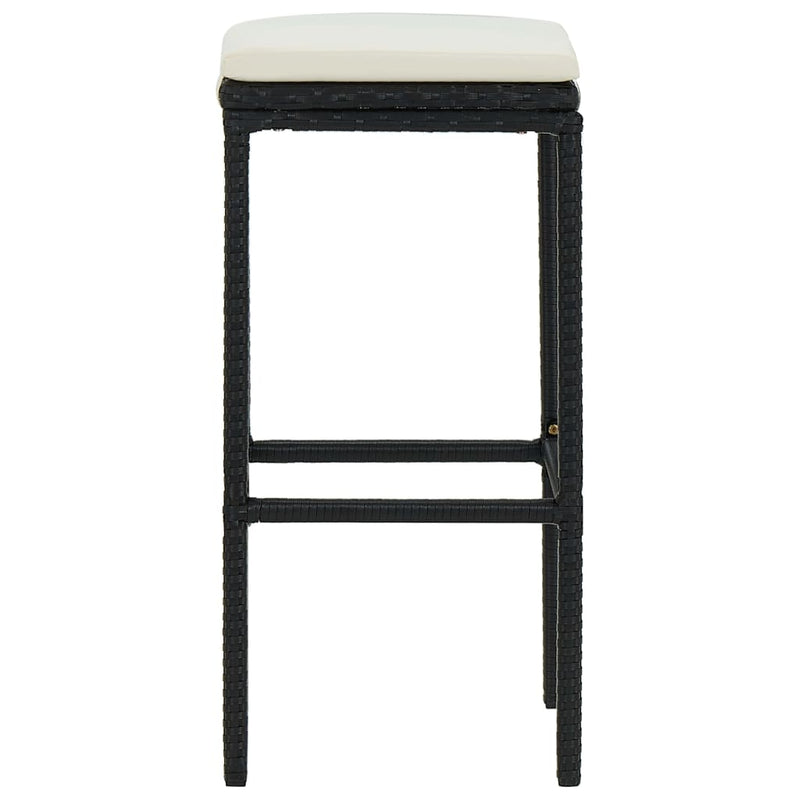 Bar Stools with Cushions 4 pcs Black Poly Rattan Payday Deals