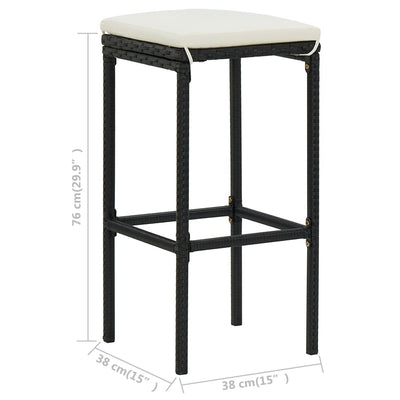 Bar Stools with Cushions 4 pcs Black Poly Rattan Payday Deals
