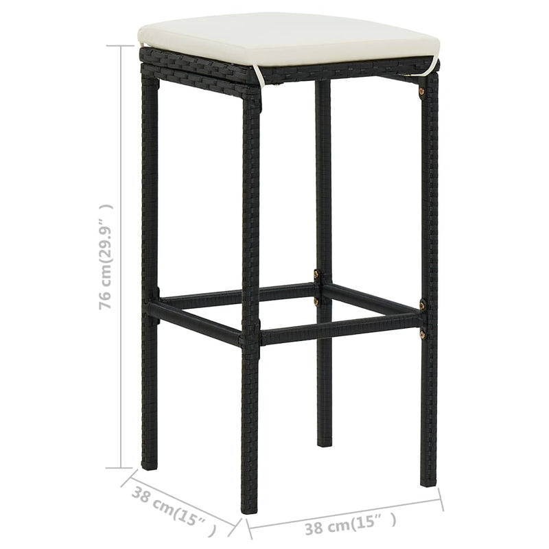 Bar Stools with Cushions 4 pcs Black Poly Rattan Payday Deals