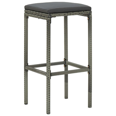 Bar Stools with Cushions 4 pcs Grey Poly Rattan Payday Deals