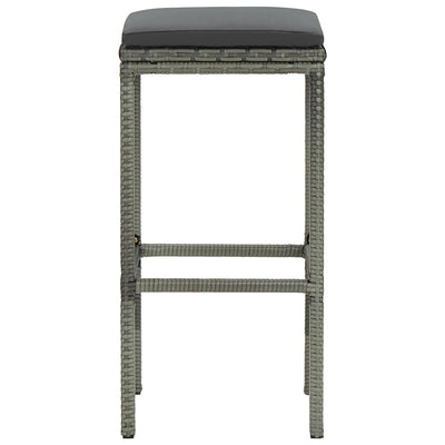 Bar Stools with Cushions 4 pcs Grey Poly Rattan Payday Deals