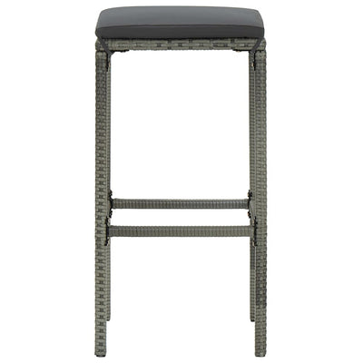 Bar Stools with Cushions 4 pcs Grey Poly Rattan Payday Deals