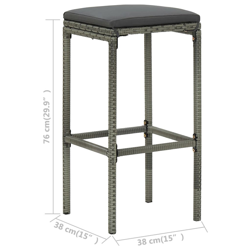 Bar Stools with Cushions 4 pcs Grey Poly Rattan Payday Deals