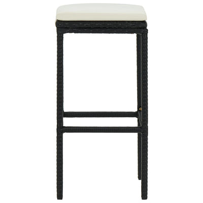 Bar Stools with Cushions 6 pcs Black Poly Rattan Payday Deals