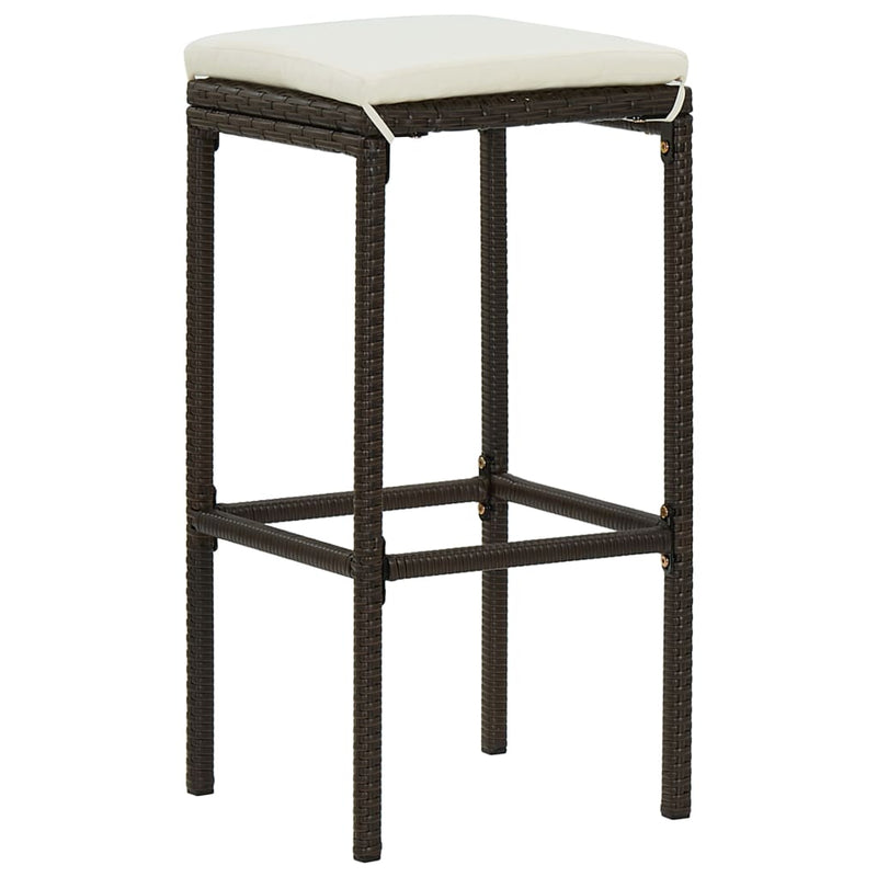 Bar Stools with Cushions 6 pcs Brown Poly Rattan Payday Deals