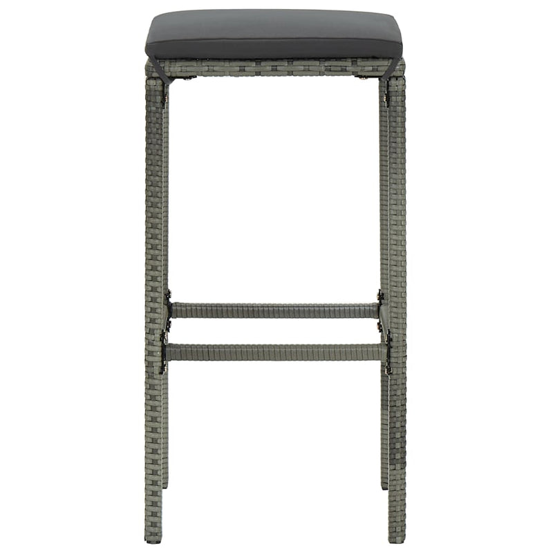 Bar Stools with Cushions 6 pcs Grey Poly Rattan Payday Deals