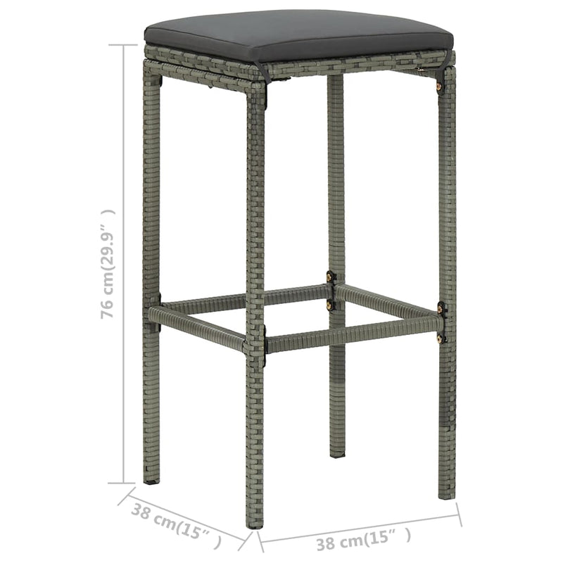 Bar Stools with Cushions 6 pcs Grey Poly Rattan Payday Deals