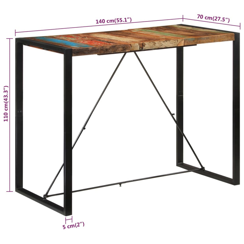 Bar Table 140x70x110 cm Solid Wood Reclaimed Payday Deals