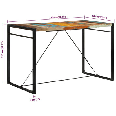 Bar Table 175x90x110 cm Solid Wood Reclaimed Payday Deals