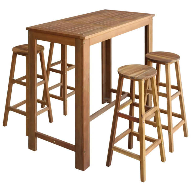 Bar Table and Stool Set 5 Pieces Solid Acacia Wood Payday Deals