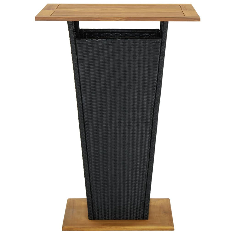 Bar Table Black 80x80x110 cm Poly Rattan and Solid Acacia Wood Payday Deals
