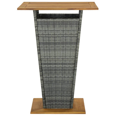 Bar Table Grey 80x80x110 cm Poly Rattan and Solid Acacia Wood Payday Deals