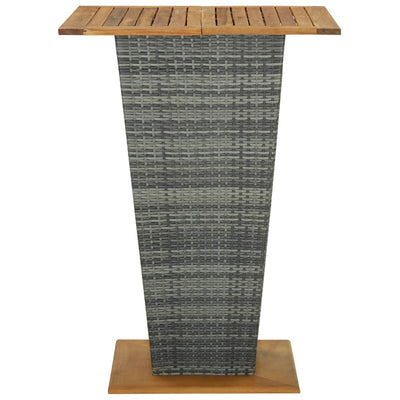 Bar Table Grey 80x80x110 cm Poly Rattan and Solid Acacia Wood Payday Deals