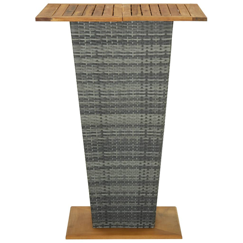 Bar Table Grey 80x80x110 cm Poly Rattan and Solid Acacia Wood Payday Deals