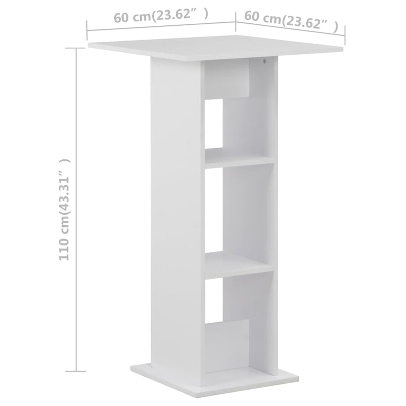 Bar Table White 60x60x110 cm Payday Deals