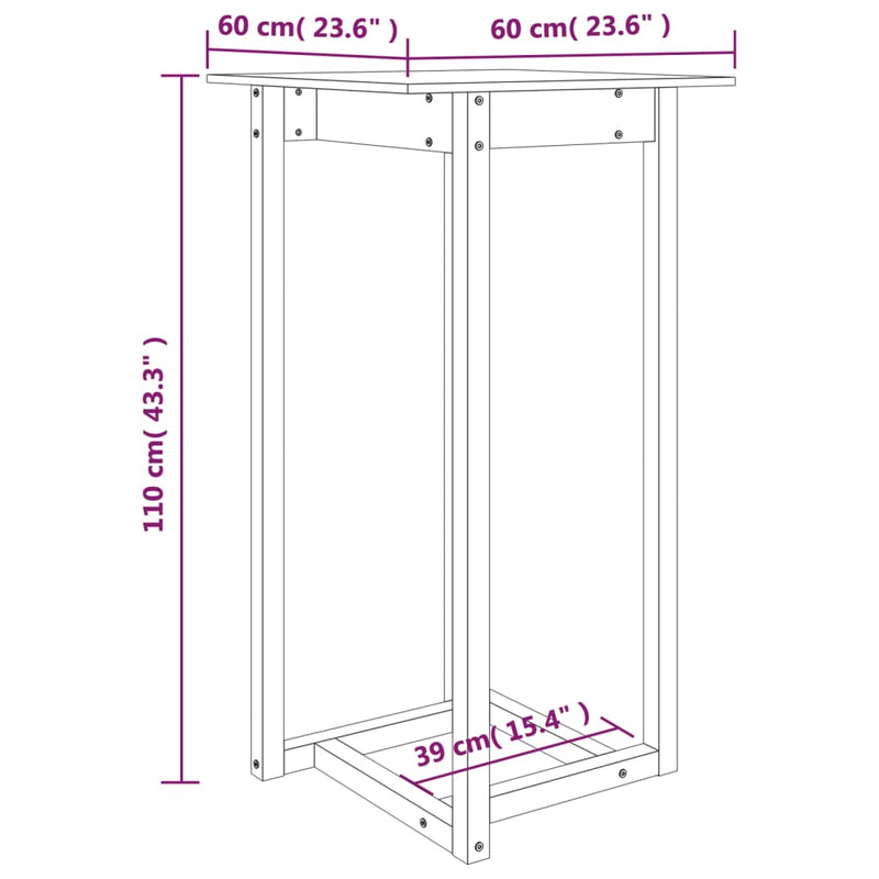 Bar Table White 60x60x110 cm Solid Wood Pine Payday Deals