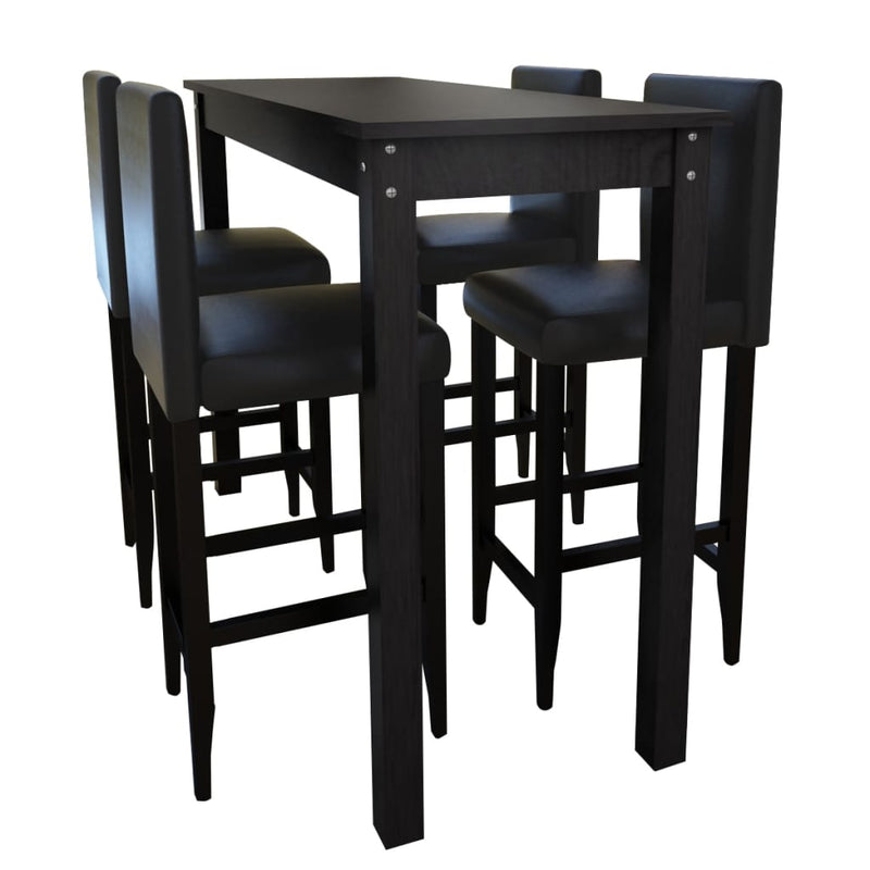 Bar Table with 4 Bar Chairs Black Payday Deals