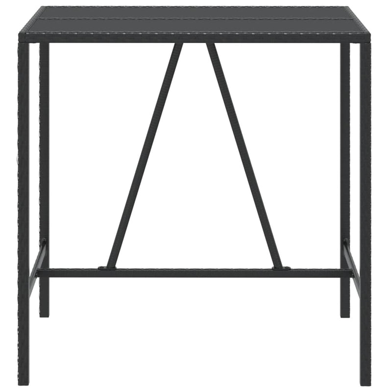 Bar Table with Glass Top Black 110x70x110 cm Poly Rattan Payday Deals