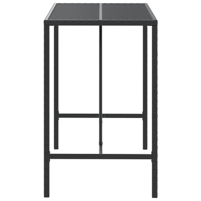 Bar Table with Glass Top Black 110x70x110 cm Poly Rattan Payday Deals